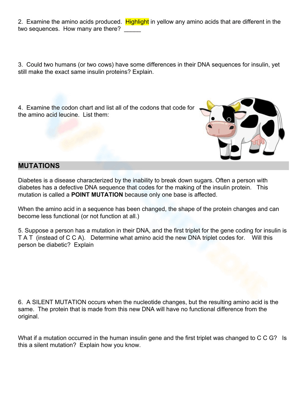 Investigation: DNA Proteins and Mutations - Page 2