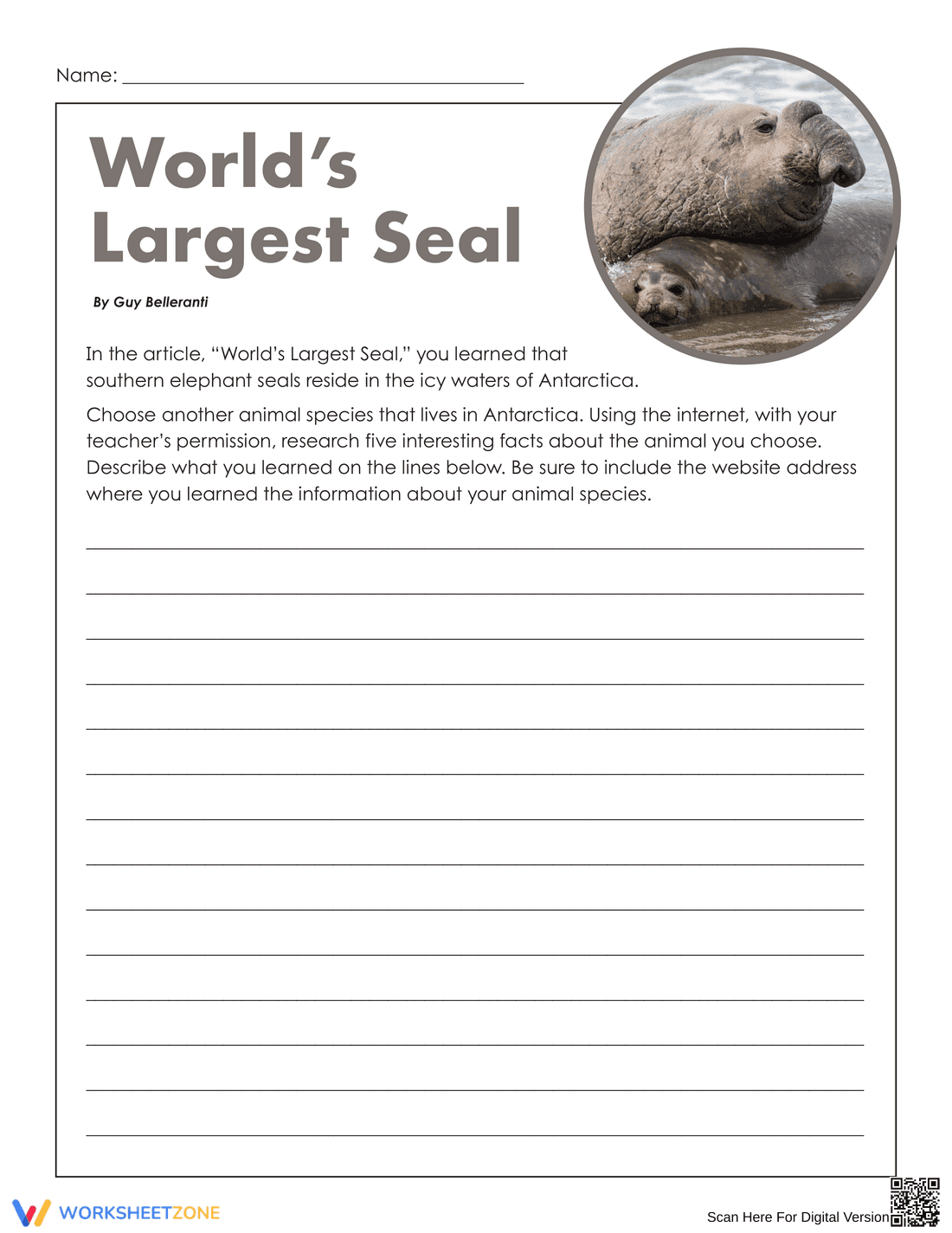 World's Largest Seal Worksheet | Grade 7-9 Essential - Page 4