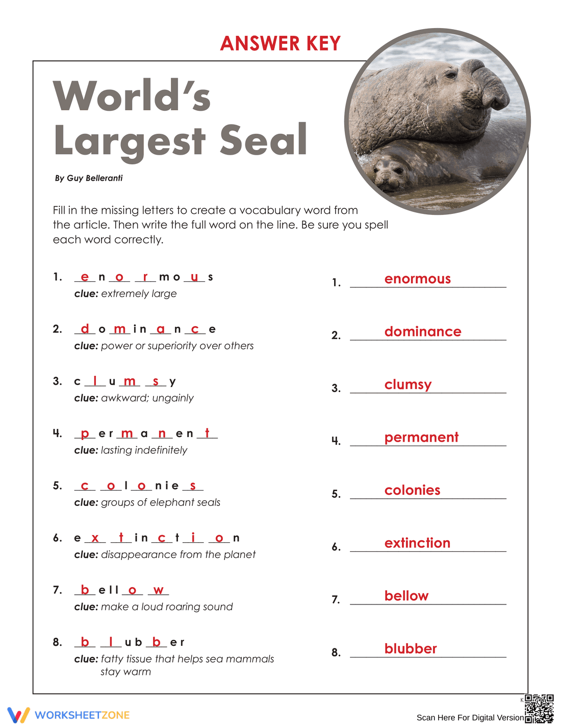 World's Largest Seal Worksheet | Grade 7-9 Essential - Page 6