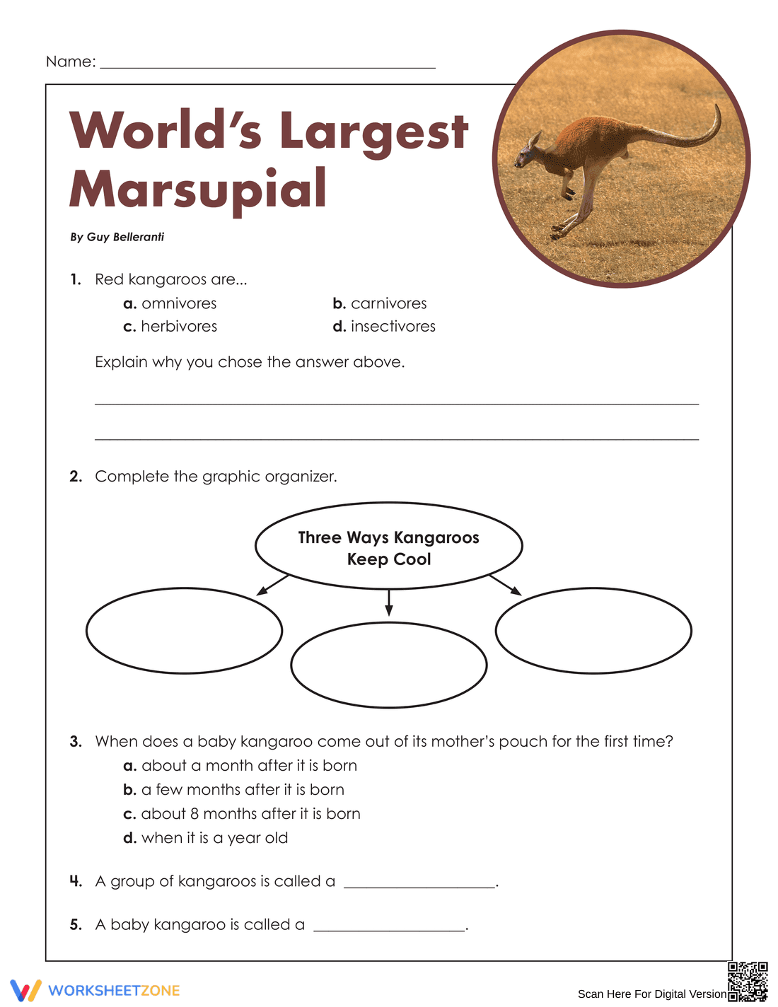 World's Largest Marsupial Worksheet | Grade 7-9 Essential - Page 2
