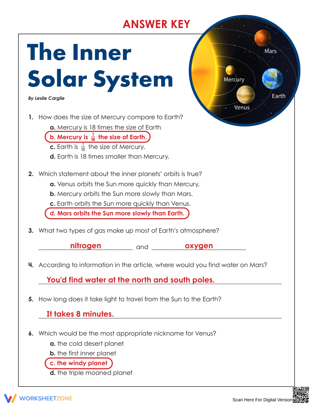 The Inner Solar System Worksheet - Page 5