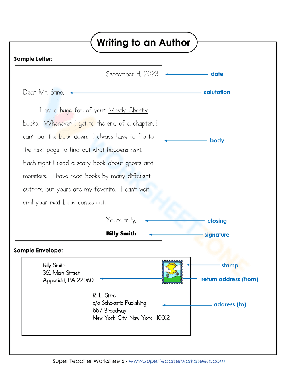 Writing To An Author Worksheet | Essential Grade 7-9 ELA - Page 2