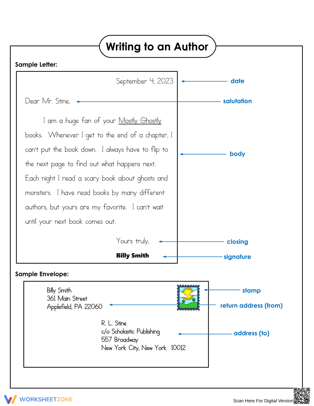 Writing To An Author Worksheet | Essential Grade 7-9 ELA - Page 2
