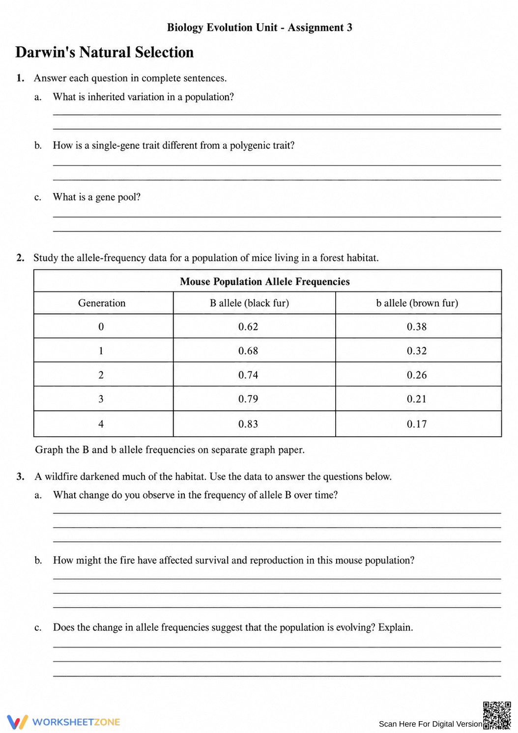 Natural Selection Worksheet | Essential Grade 9-12 Biology - Page 3