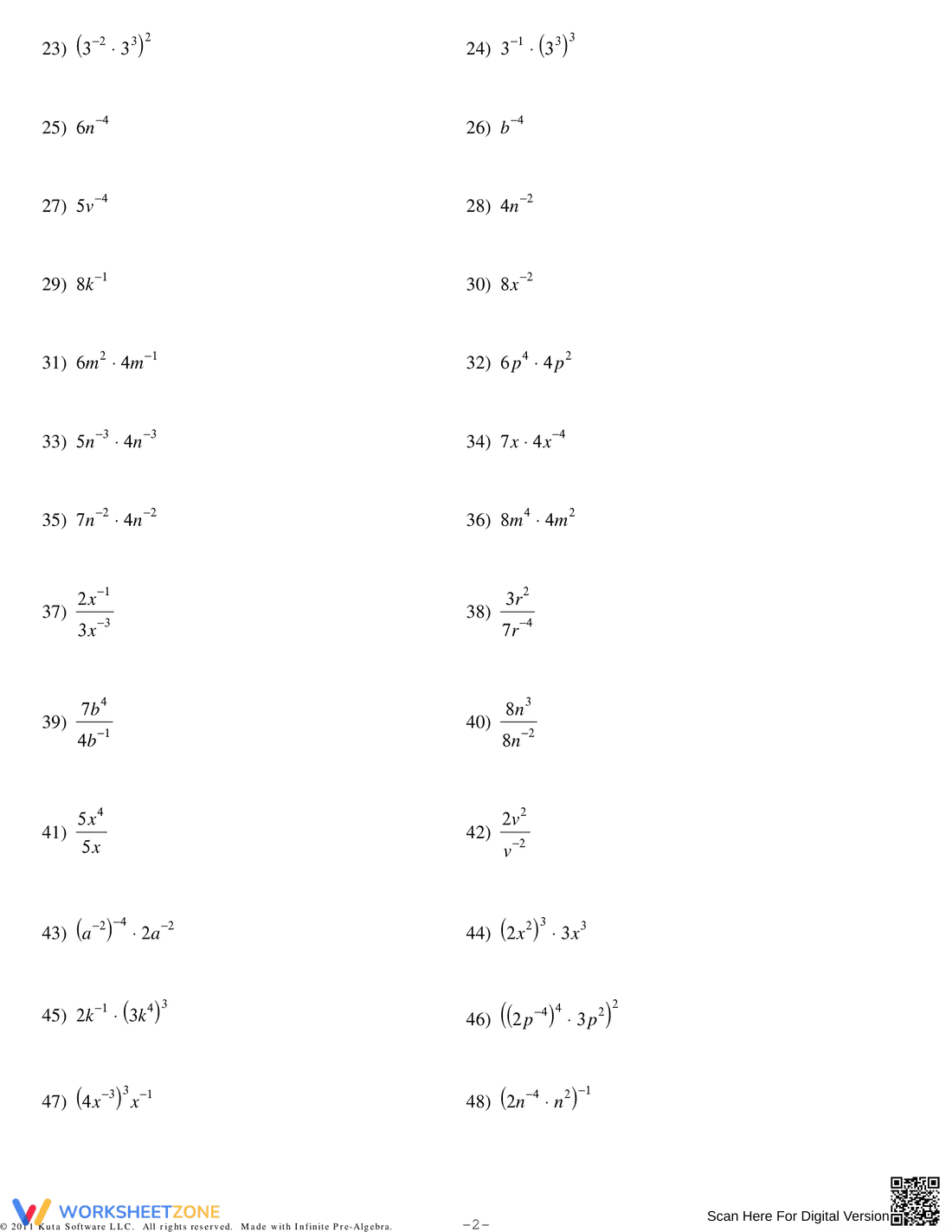 Updated Practice with Negative Exponents - Page 2