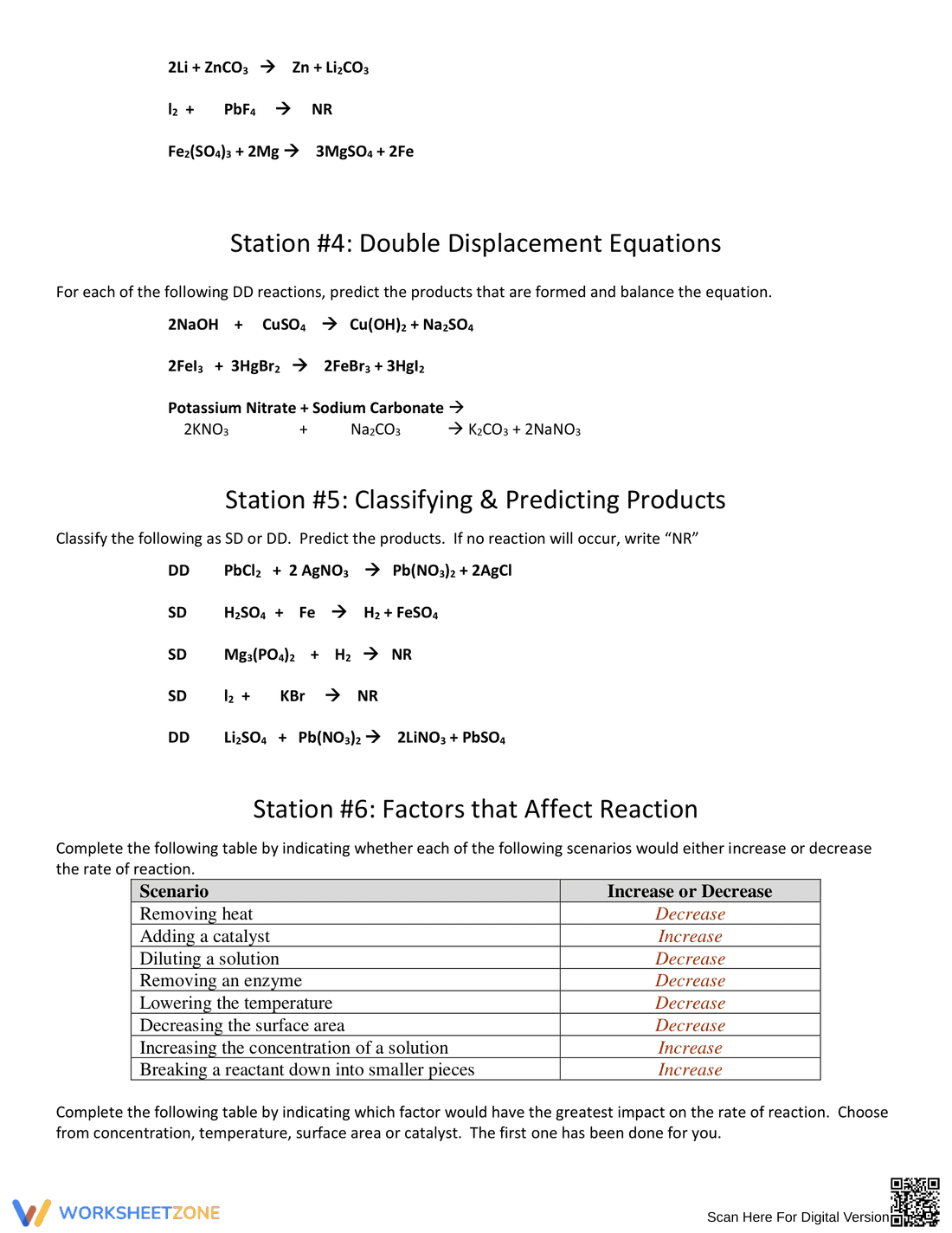 Classifying Reactions Worksheet - Page 2