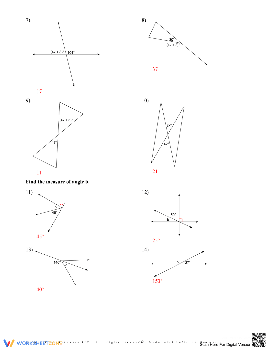 Linear Pair and Vertical Angles Worksheet - Page 4