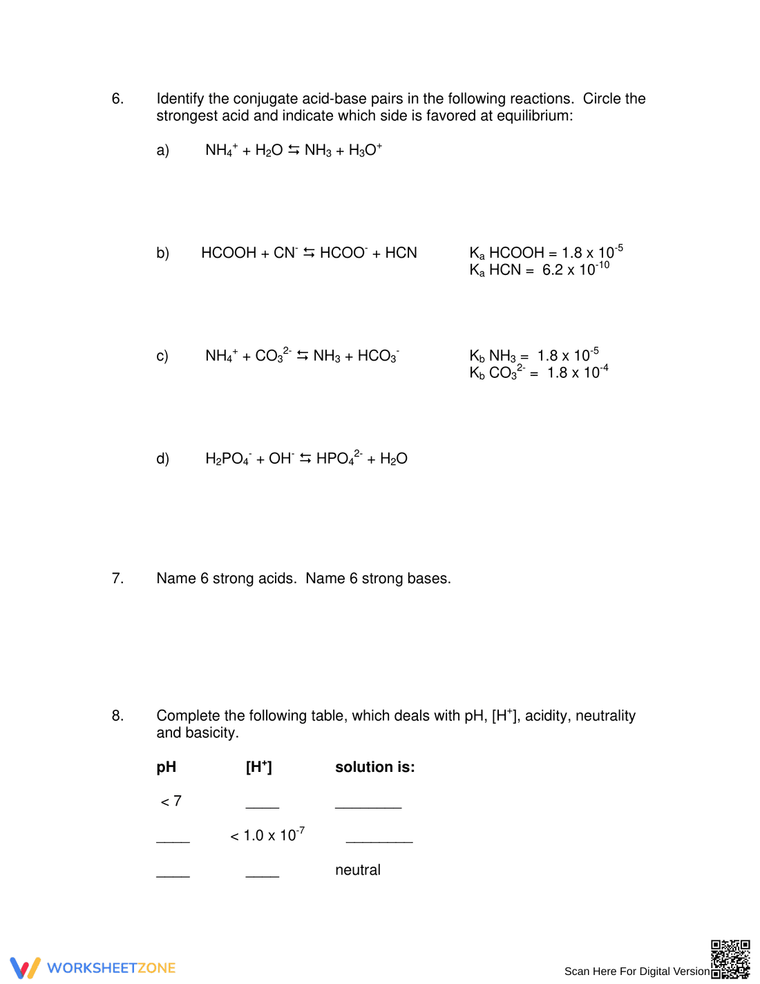 Acids and Bases Worksheet - Page 3