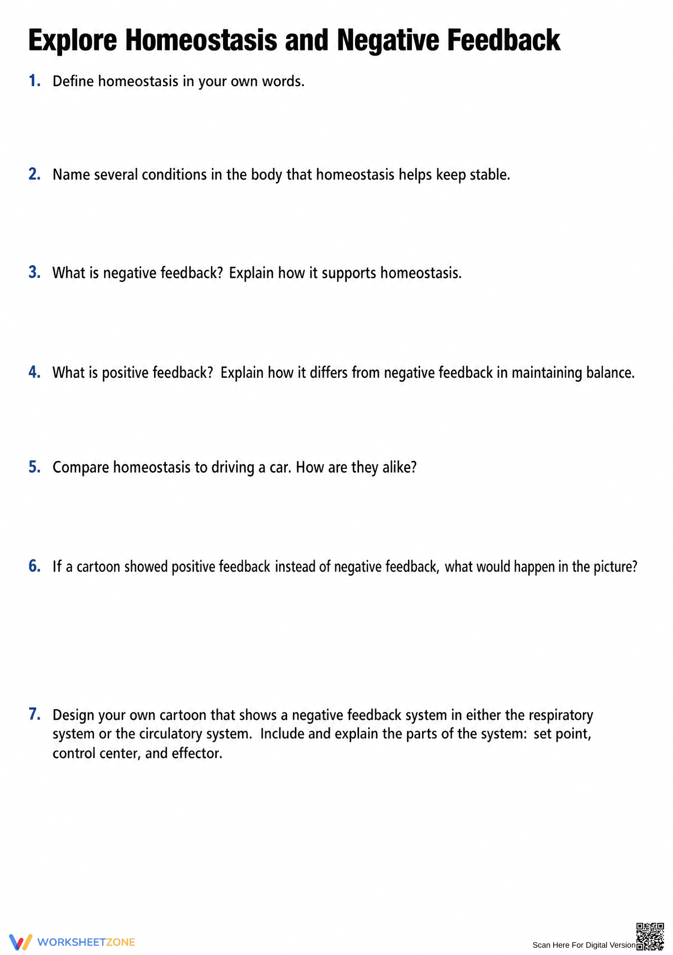 Printable Homeostasis Worksheet | Grade 9-12 Biology - Page 2
