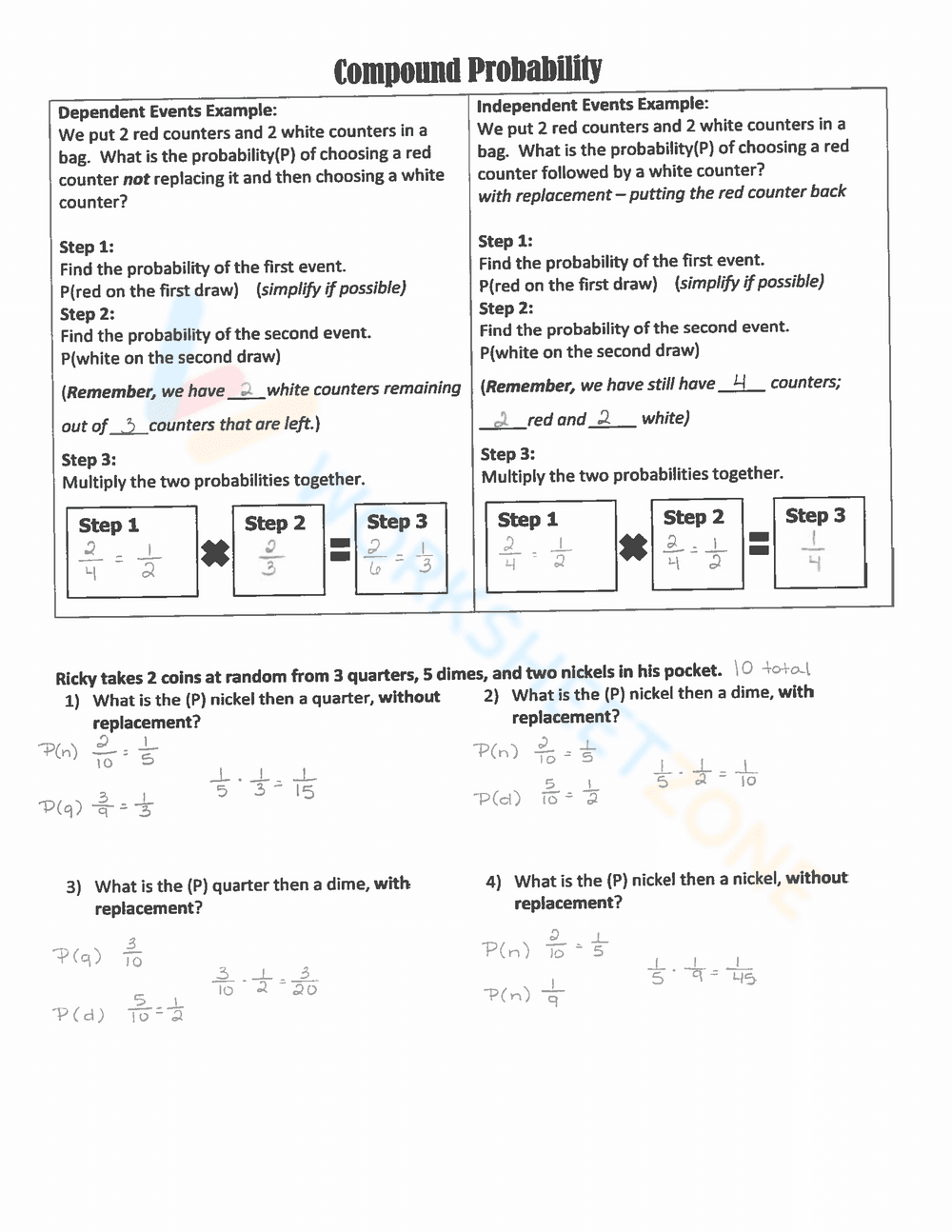 Updated Compound Probability: Practice Sheet - Page 2