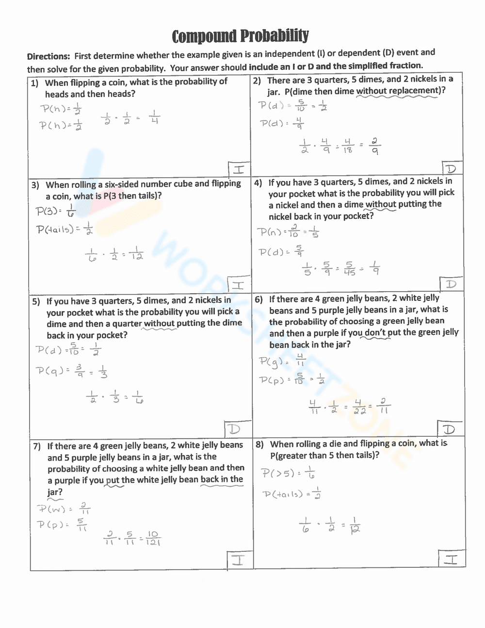 Updated Compound Probability: Practice Sheet - Page 3