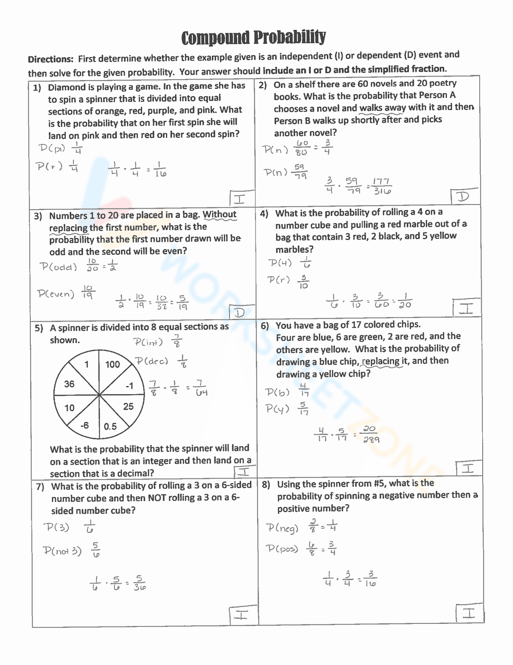 Updated Compound Probability: Practice Sheet - Page 4
