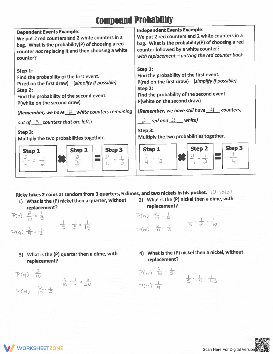 Updated Compound Probability: Practice Sheet - Page 2