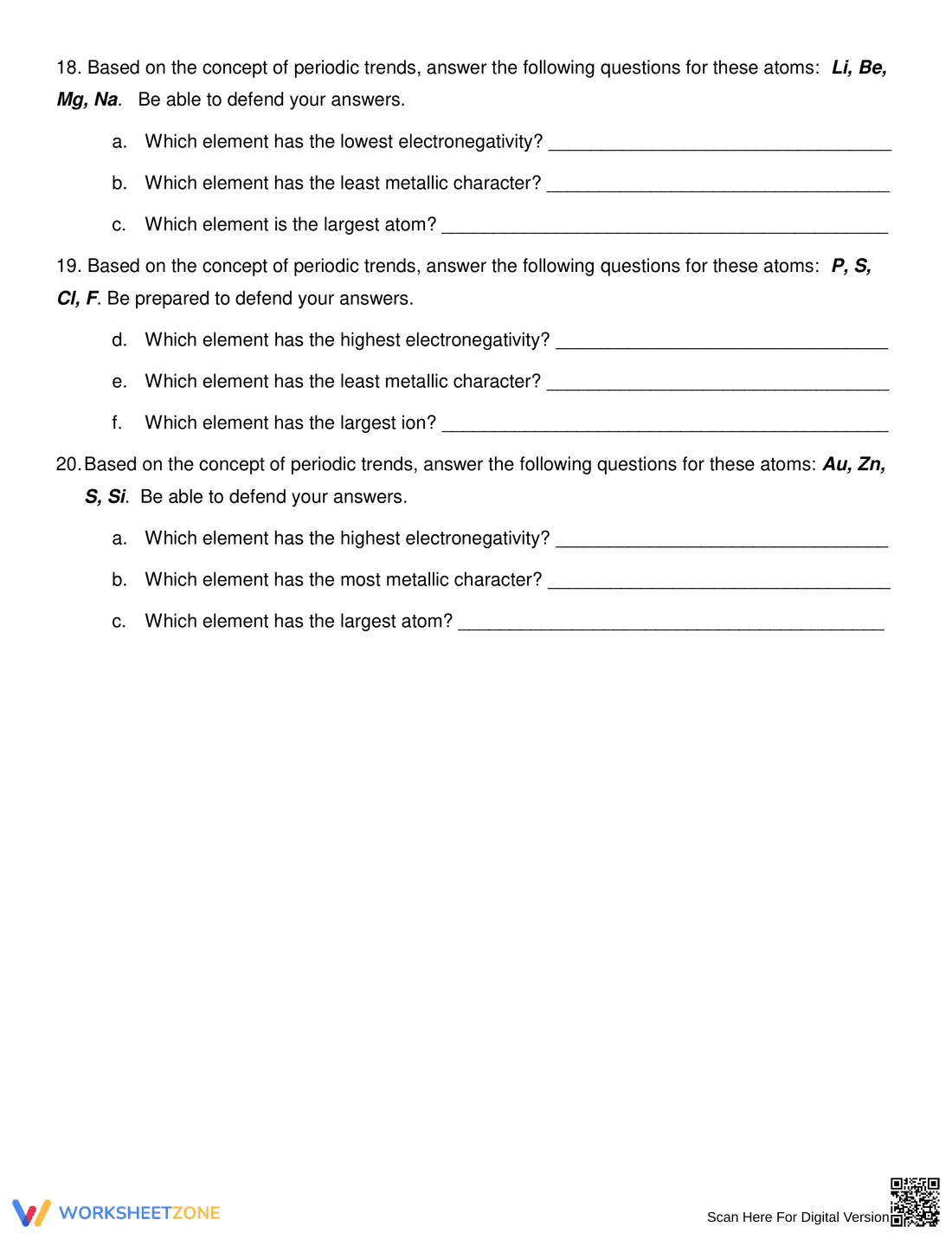 Updated Periodic Trends Chemistry Worksheet - Page 2