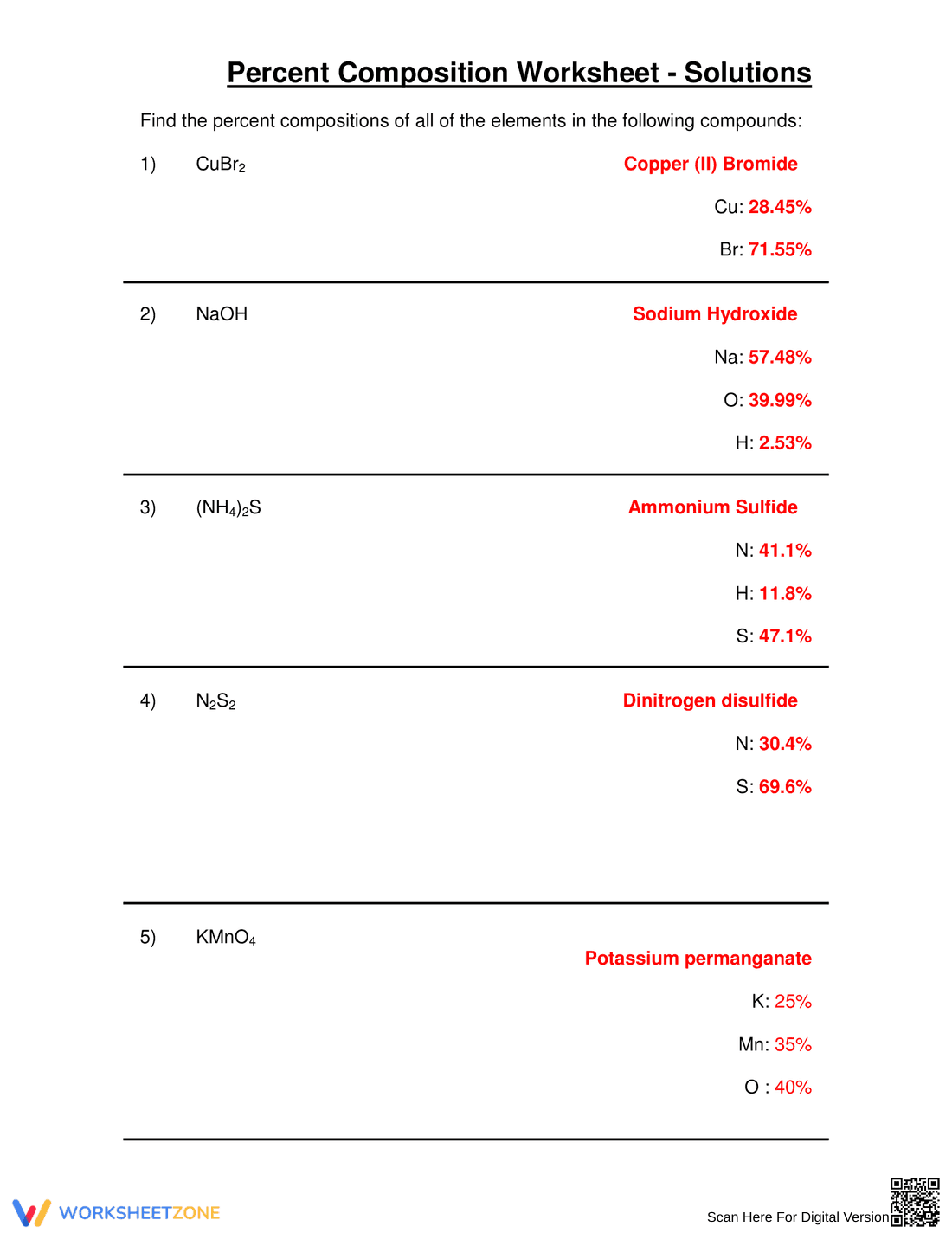 Percent Composition Worksheet - Page 3