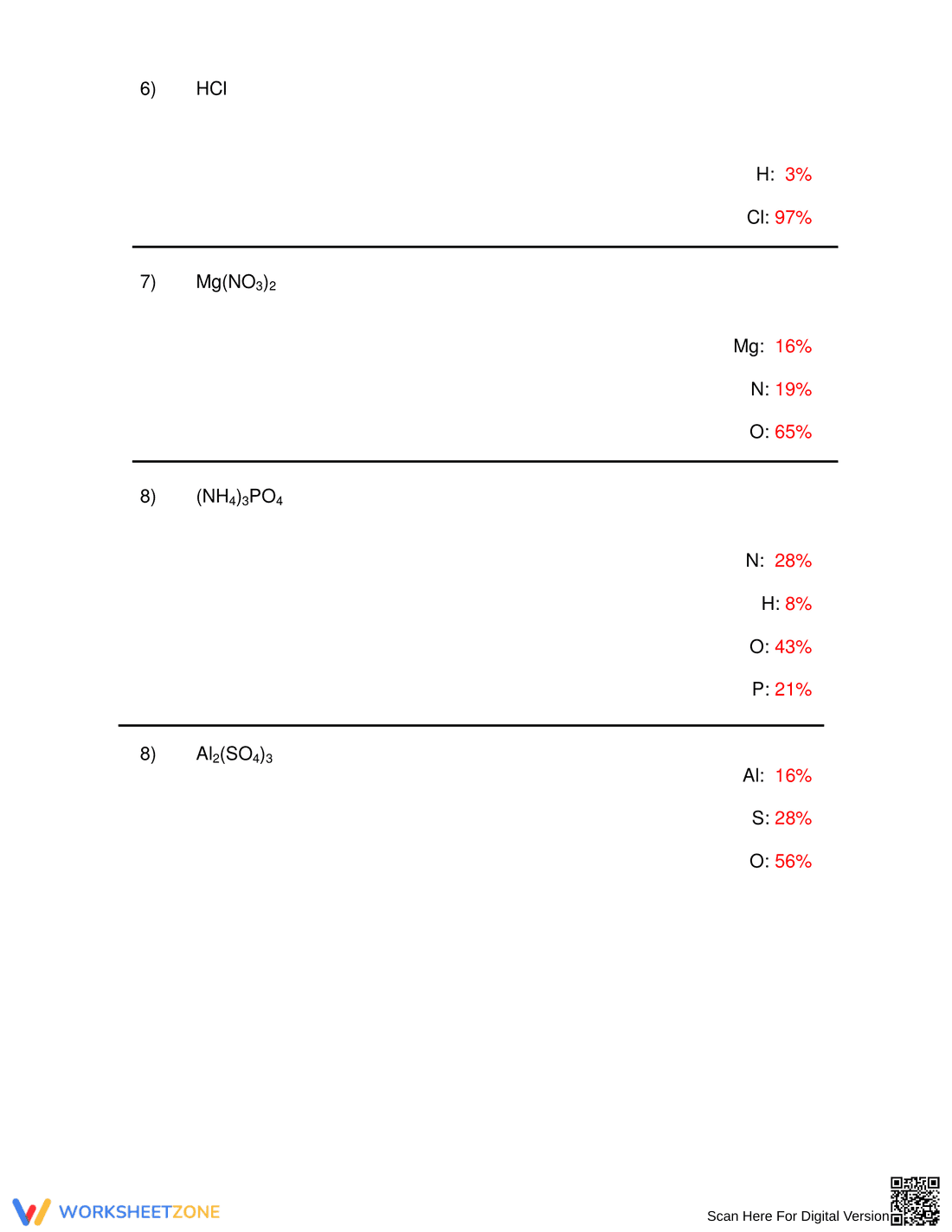Percent Composition Worksheet - Page 4