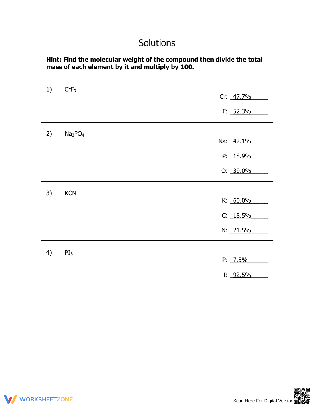 Advanced Percent Composition Chemistry Worksheet - Page 2