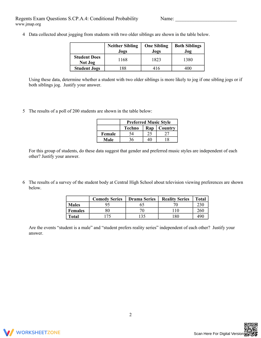 Conditional Probability Exercises - Page 2