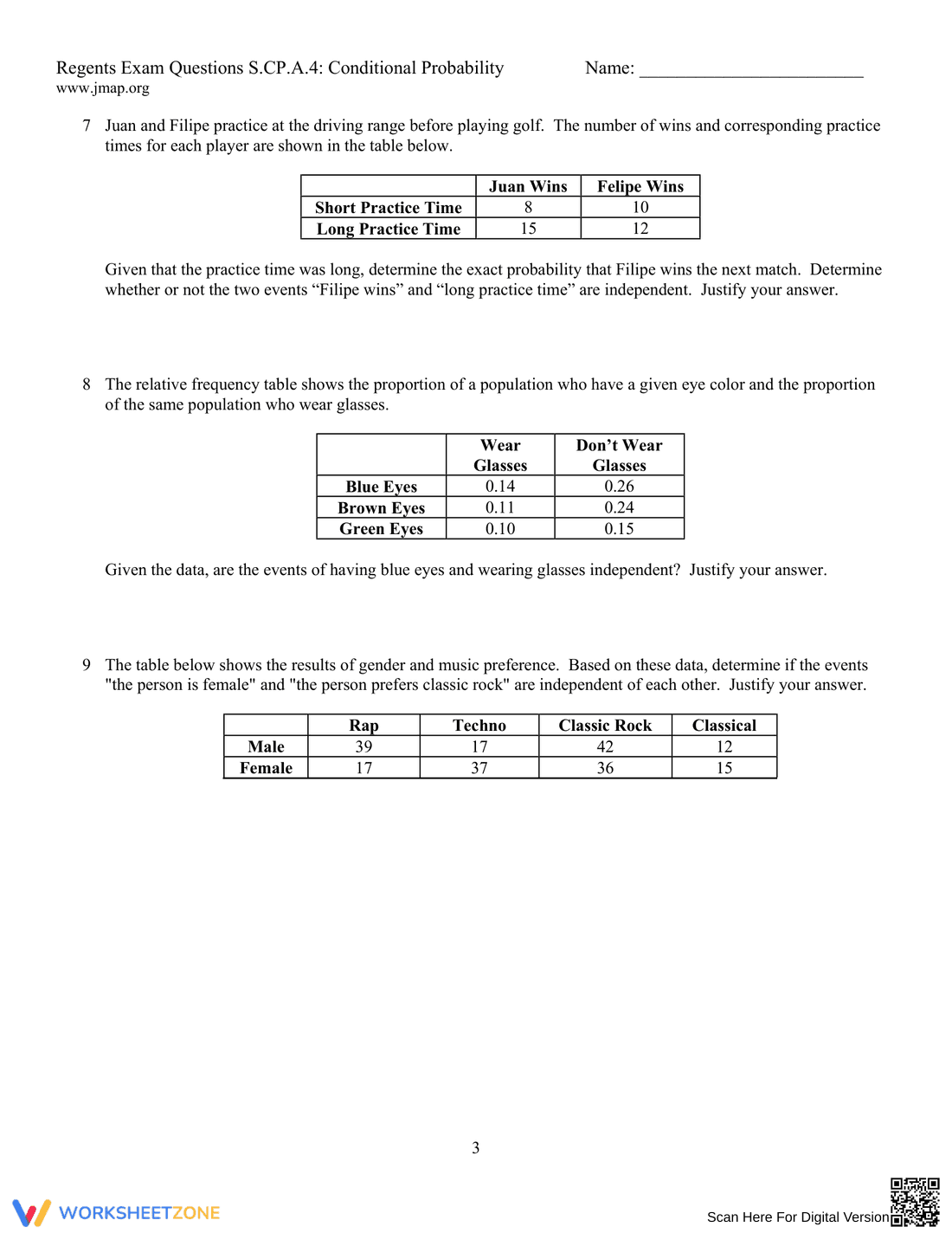 Conditional Probability Exercises - Page 3