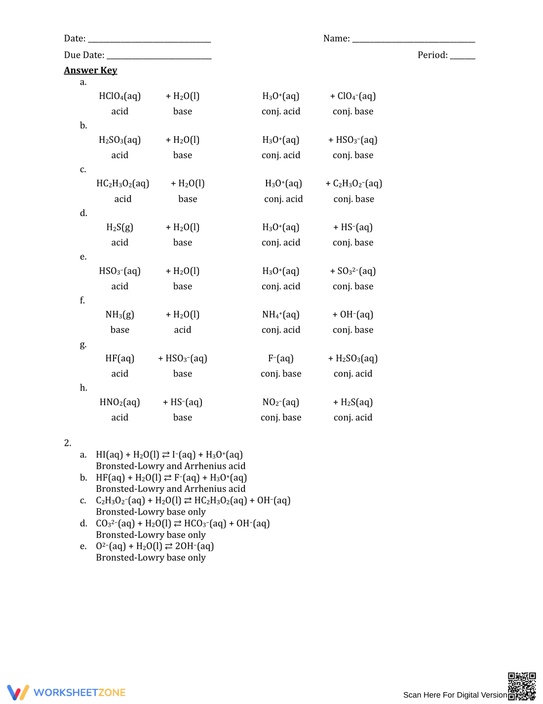 Practice Identifying Conjugate Acid-Base Pairs - Page 2