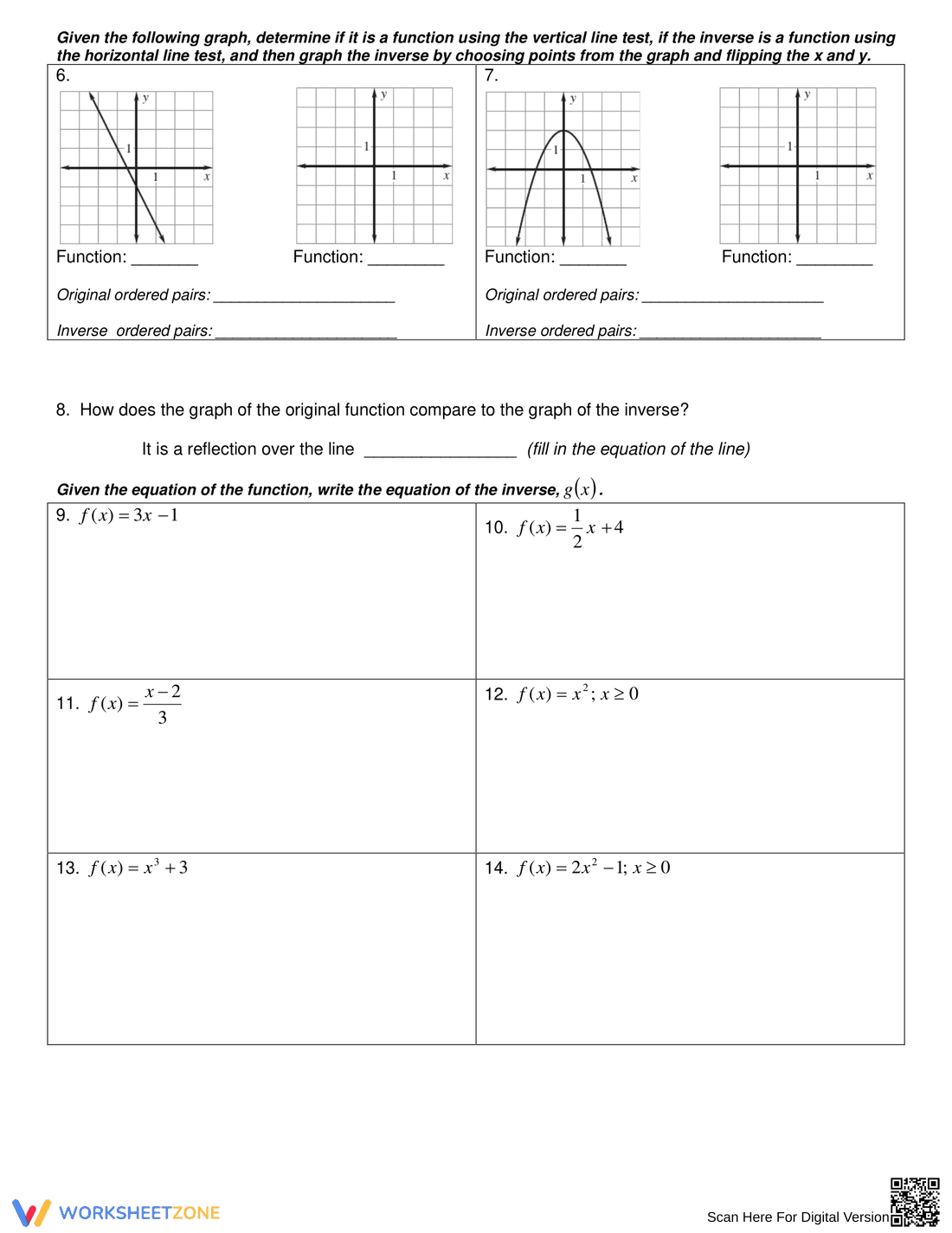 Practice with Inverse Functions - Page 2