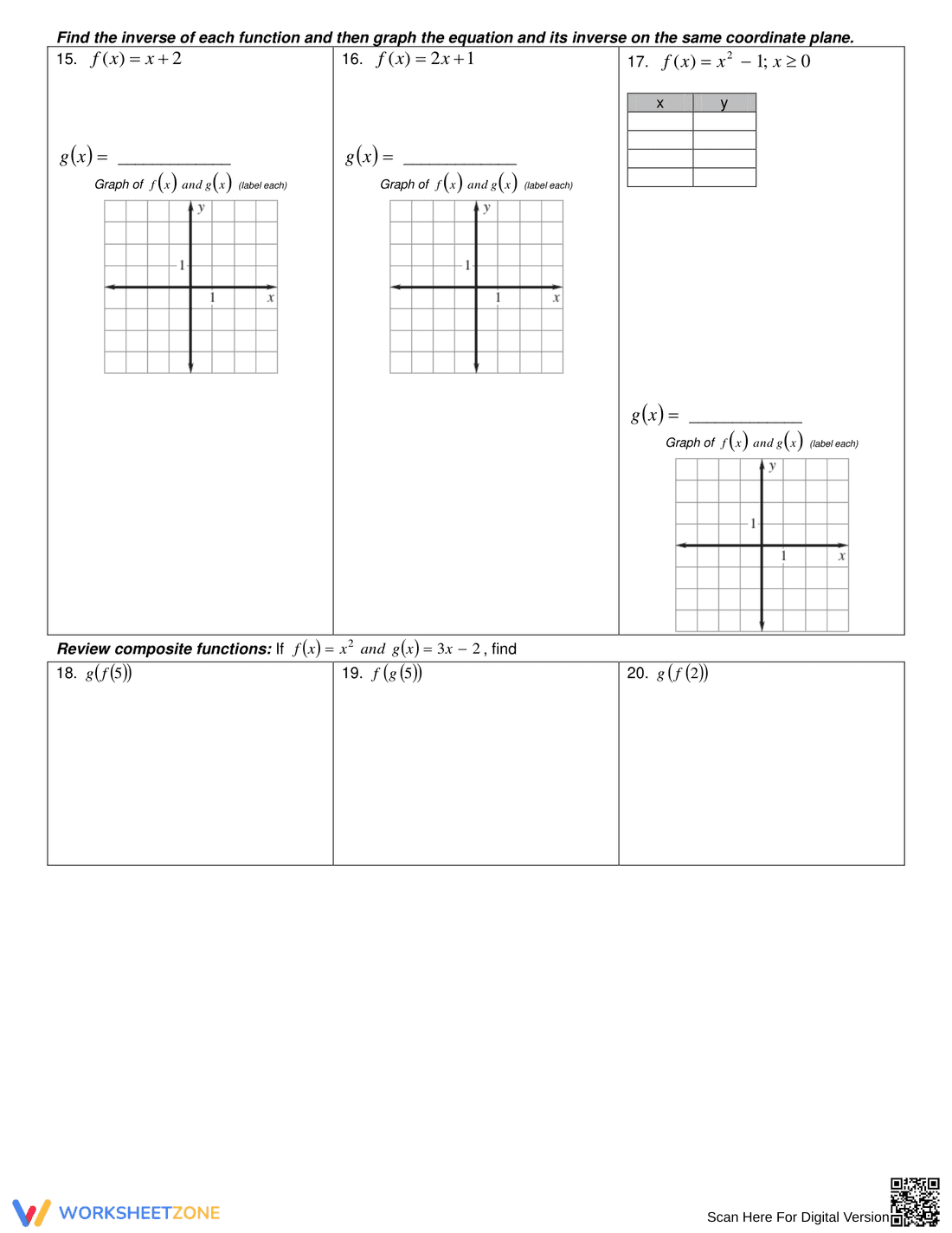 Practice with Inverse Functions - Page 3