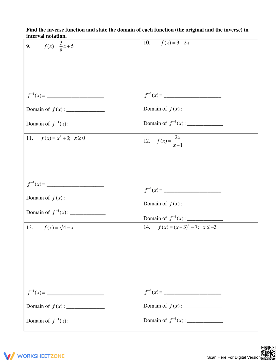 Updated Inverse Functions Practice Worksheet - Page 2