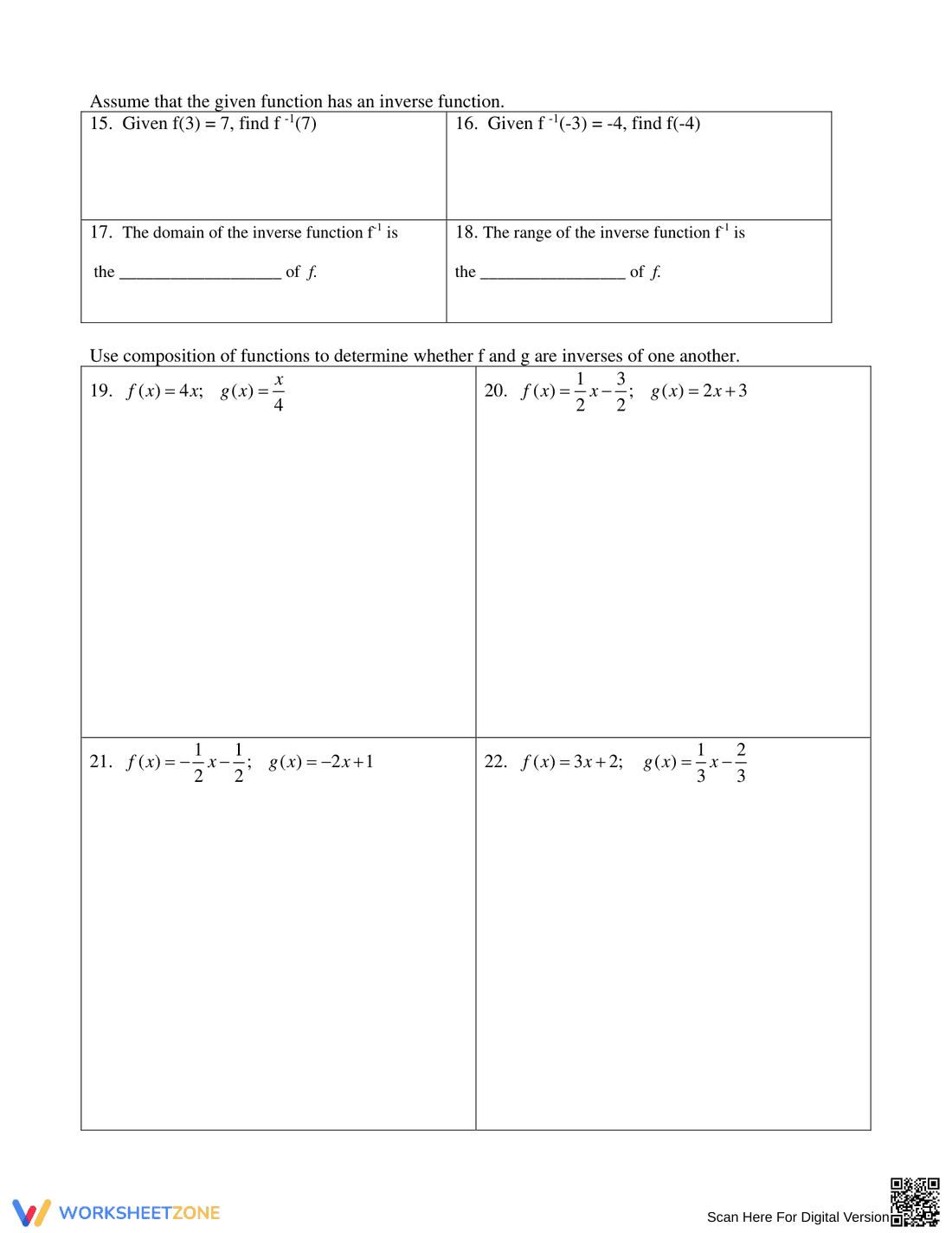 Updated Inverse Functions Practice Worksheet - Page 3