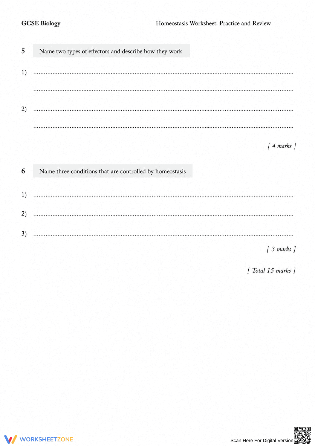 Printable Homeostasis Worksheet | Grade 9-10 Biology - Page 2