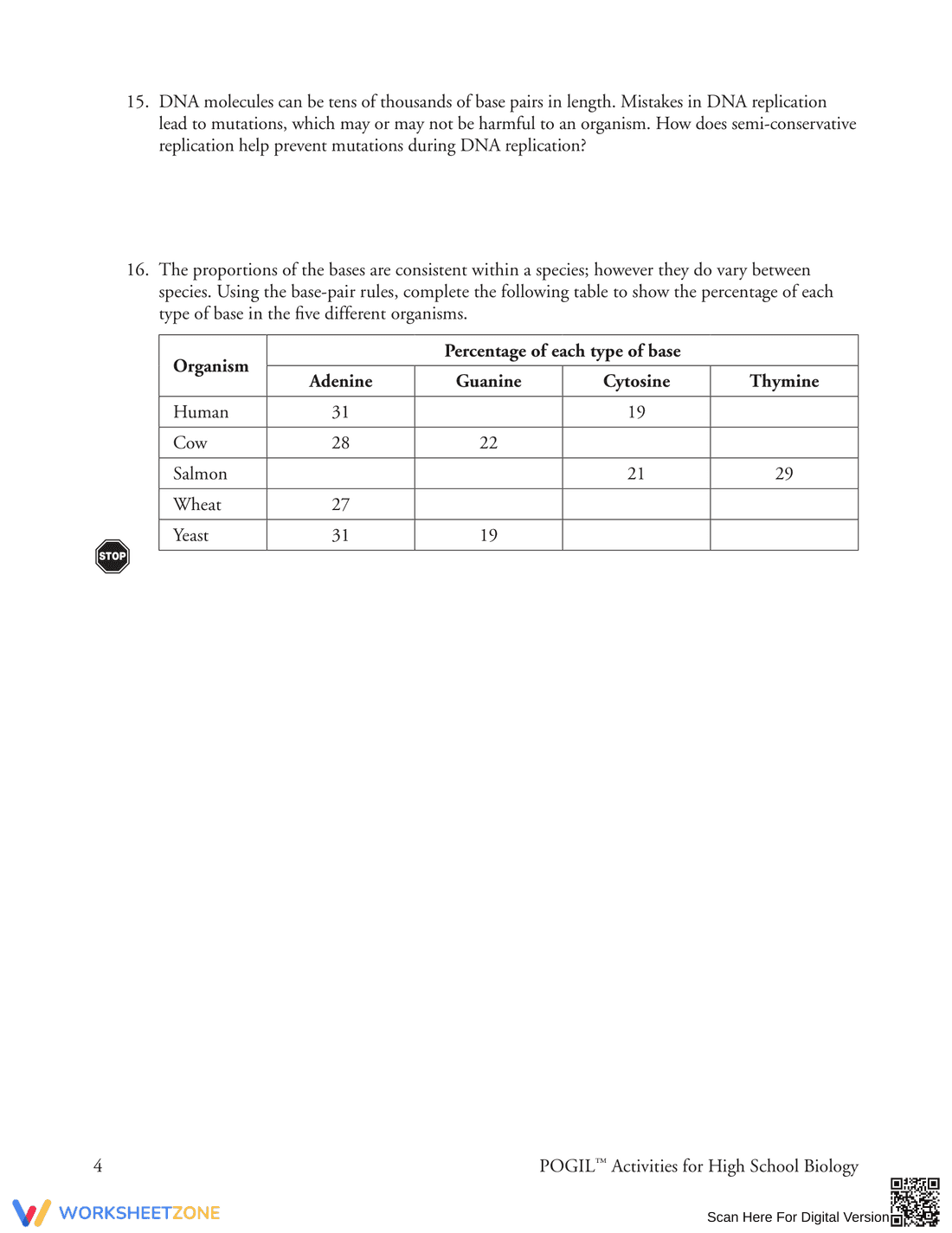 Updated DNA Structure and Replication Worksheet - Page 4