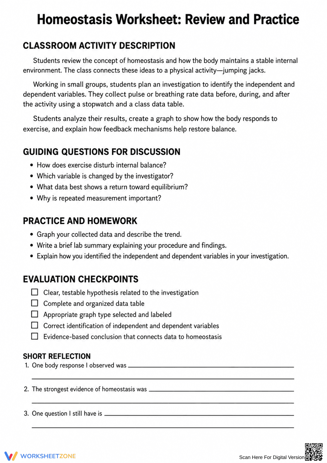 Homeostasis Lab Worksheet: HS-LS1-3 — Grade 9-12 Aligned - Page 2