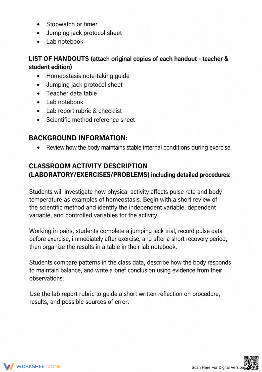 Homeostasis Lab Worksheet: HS-LS1-3 — Grade 9-12 Aligned - Page 5