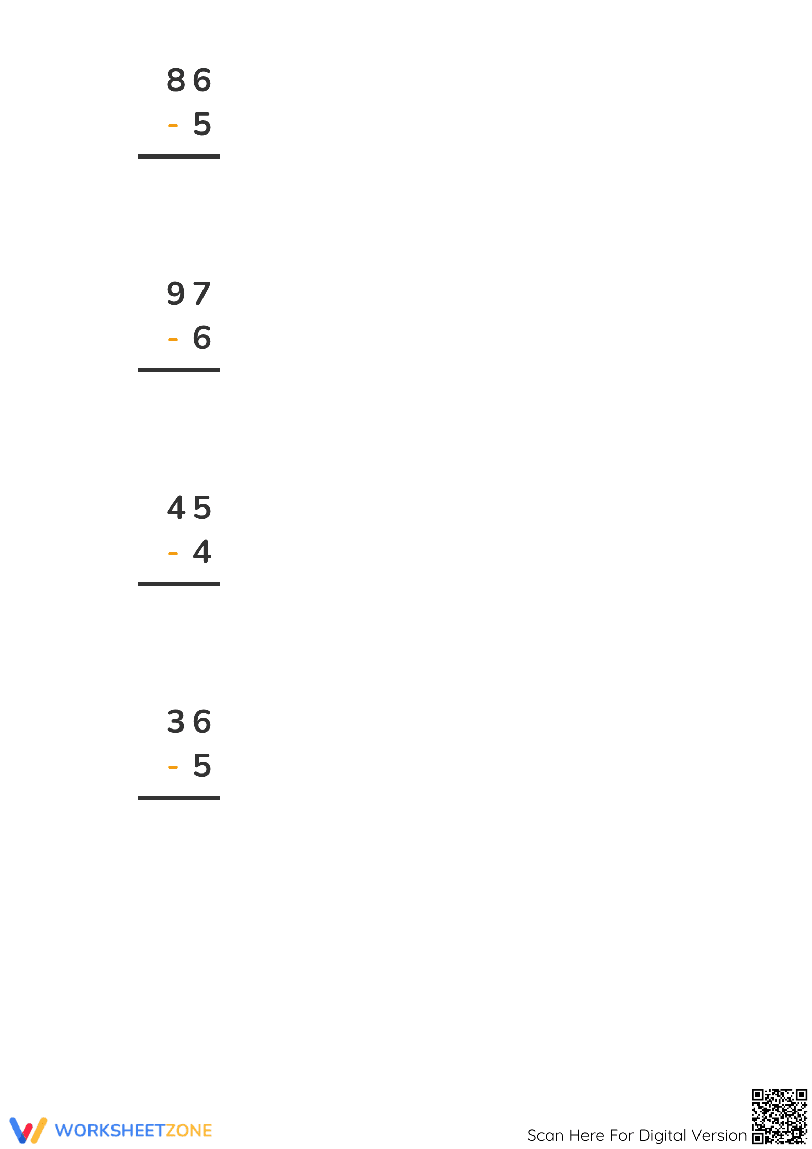 Printable 2-Digit Minus 1-Digit Subtraction | Grade 2 Math - Page 3