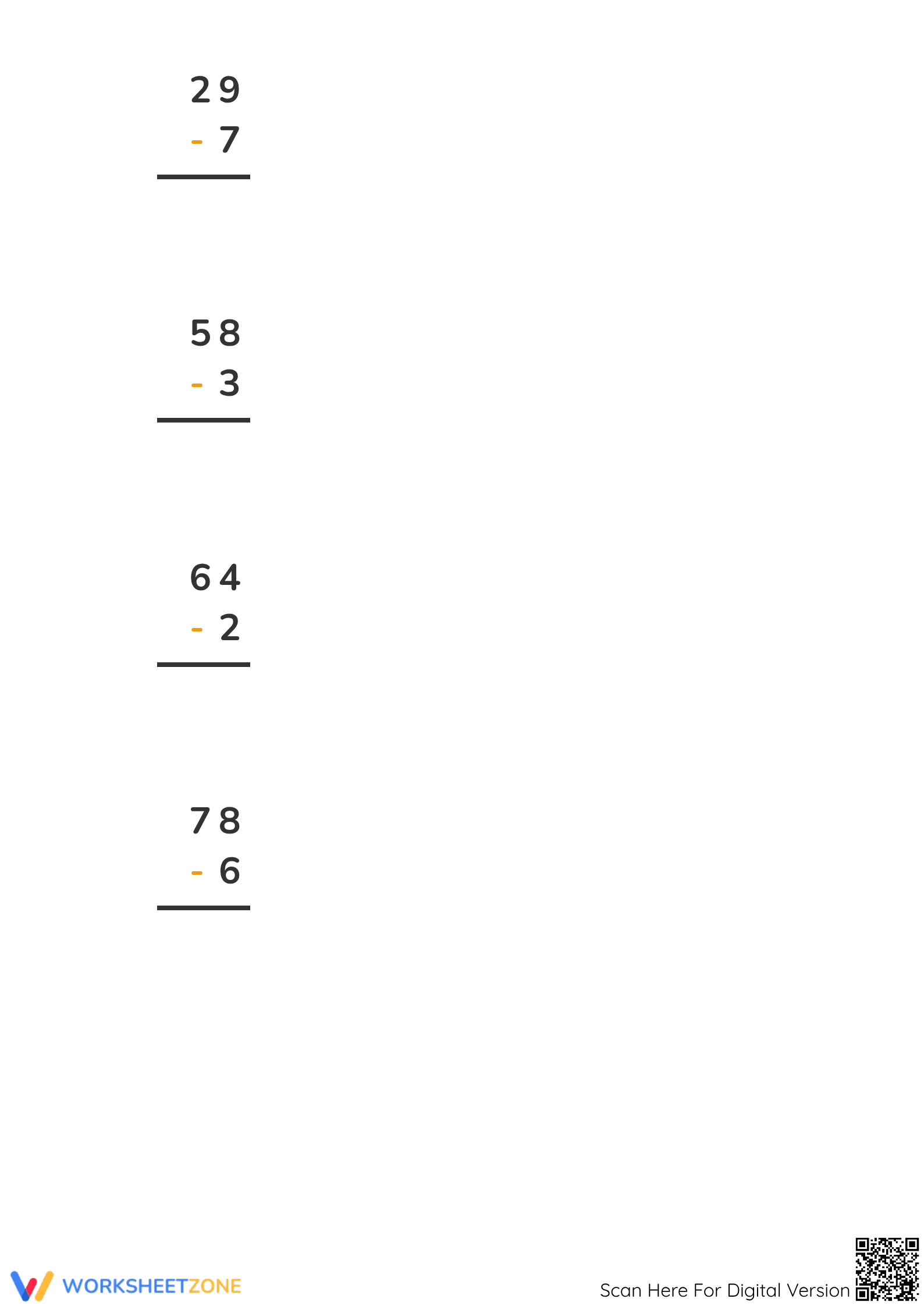 Printable 2-Digit Minus 1-Digit Subtraction | Grade 2 Math - Page 4