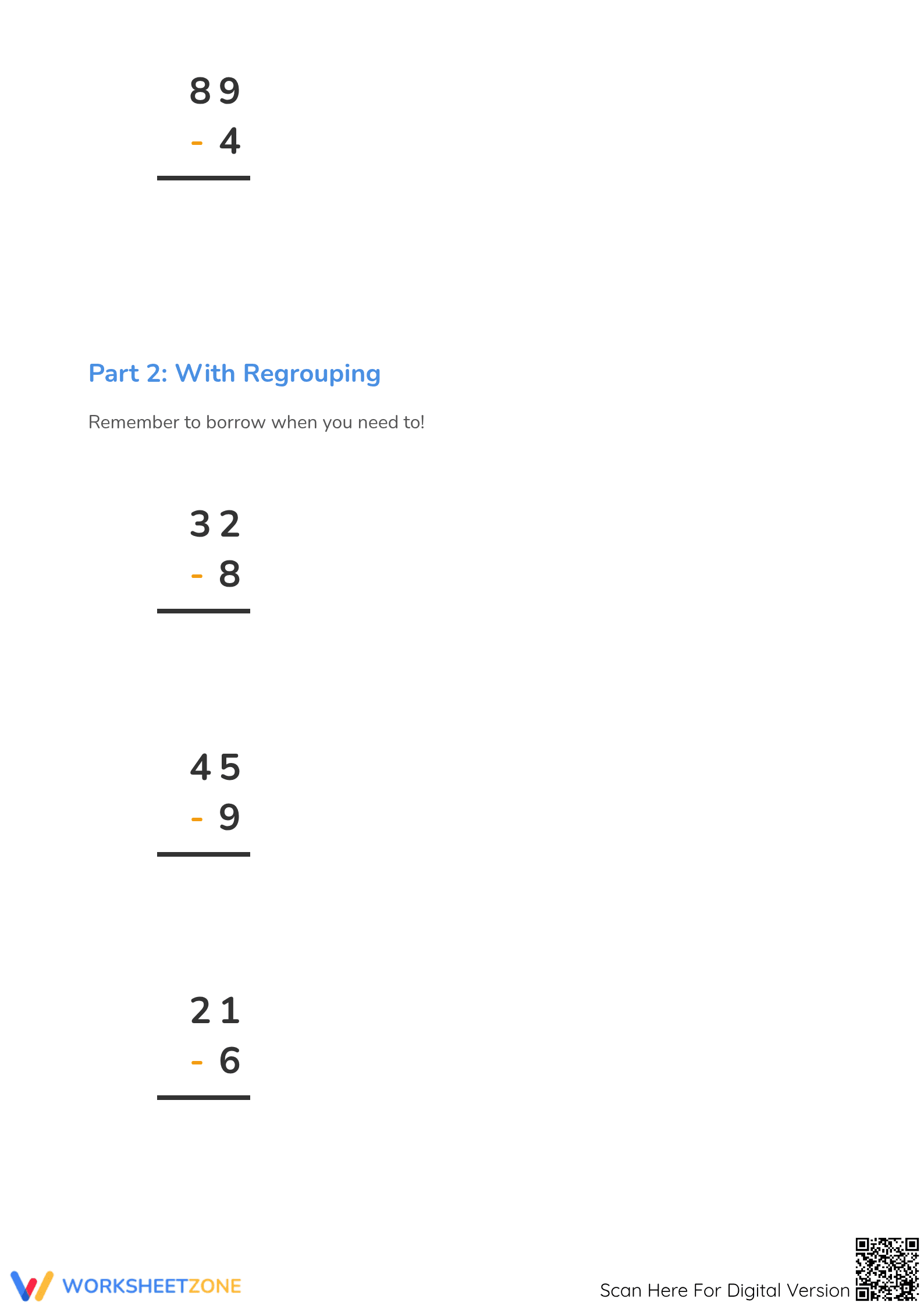 Printable 2-Digit Minus 1-Digit Subtraction | Grade 2 Math - Page 5