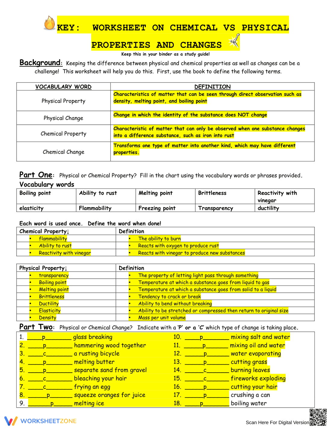 Chemical vs Physical Properties: Practice - Page 2