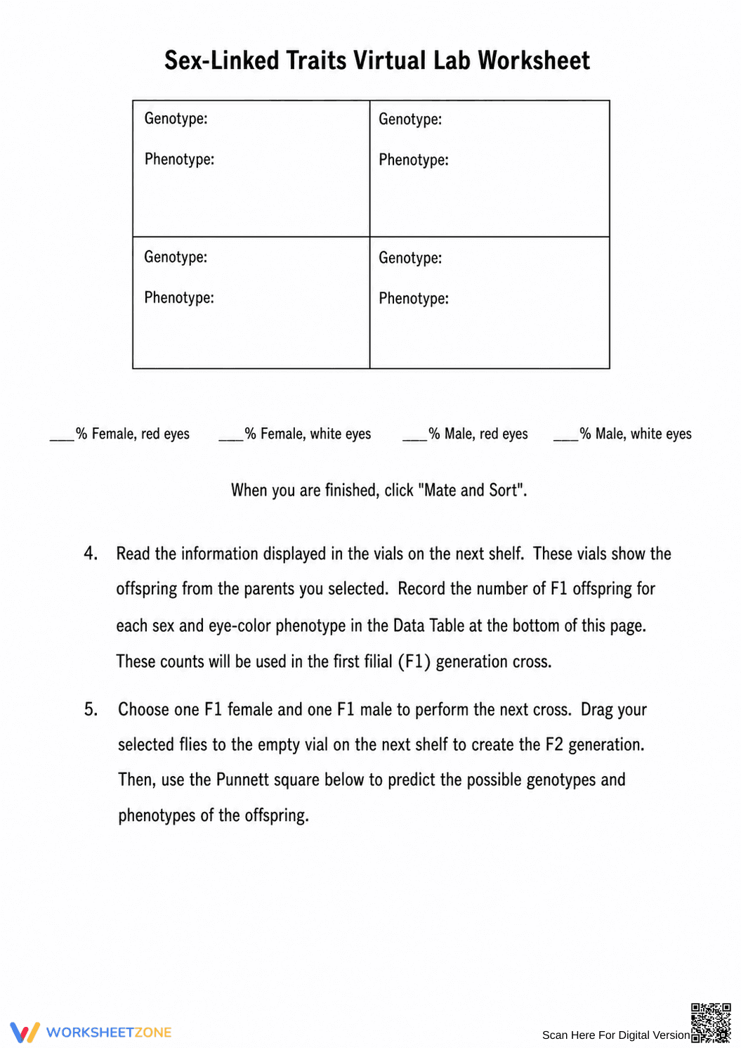 Sex-Linked Traits Virtual Lab | Essential Biology Worksheet - Page 2