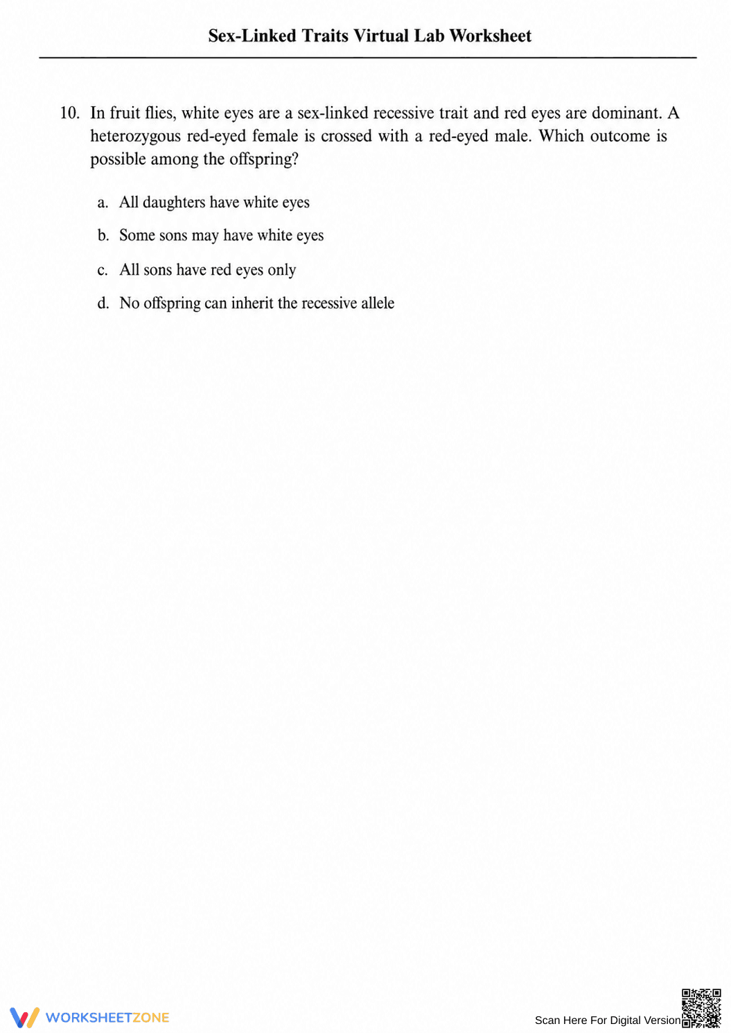 Sex-Linked Traits Virtual Lab | Essential Biology Worksheet - Page 6