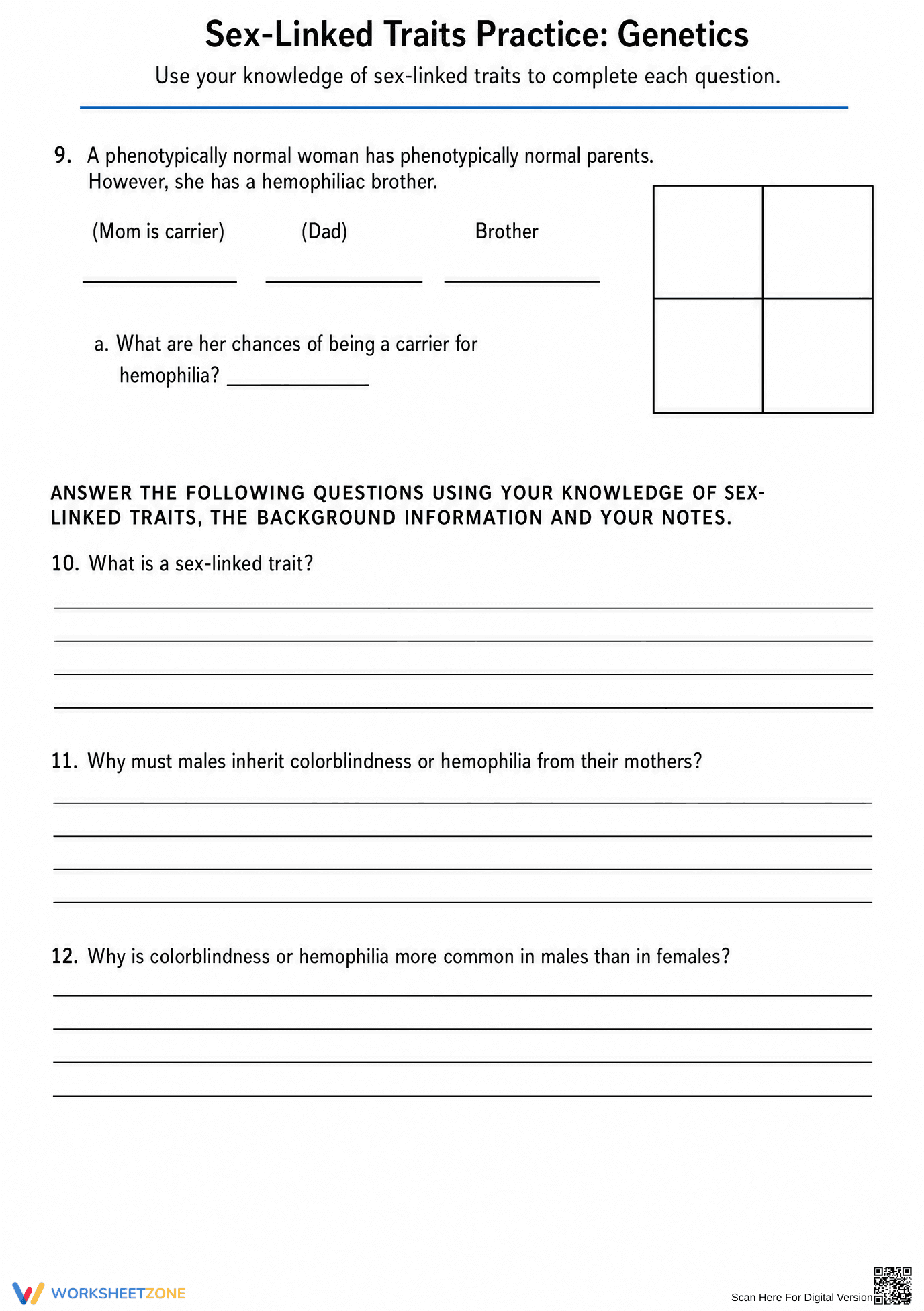 Sex-Linked Traits Practice Worksheet | Essential Biology - Page 4