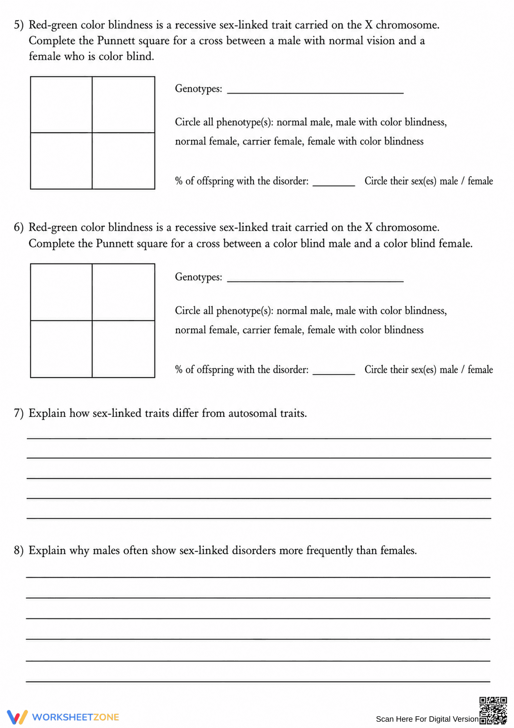 HS-LS3-3 Worksheet: Sex-Linked Traits — Essential Biology - Page 3