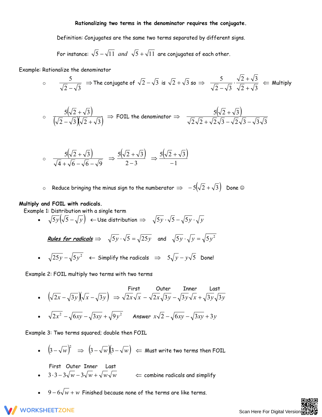 Updated Rationalize the Denominator Practice - Page 2