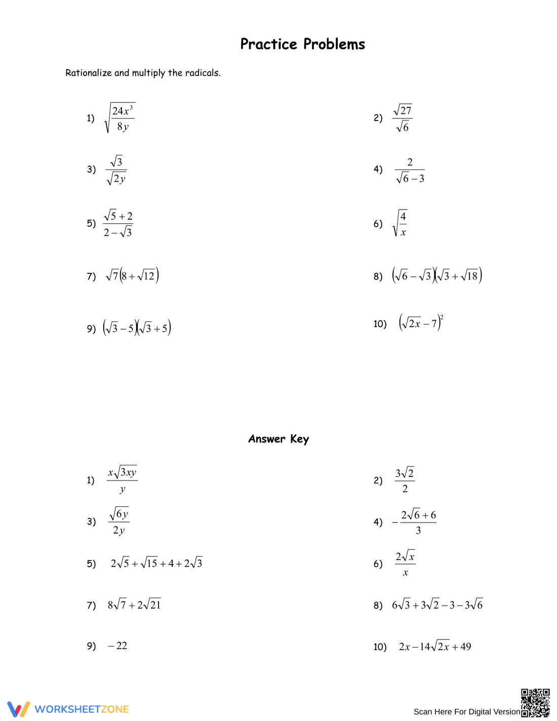 Updated Rationalize the Denominator Practice - Page 3