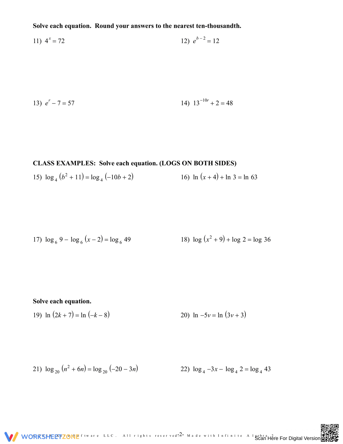Solving Exponential and Logarithmic Equations - Page 2