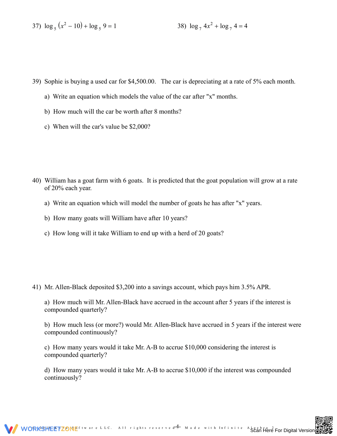 Solving Exponential and Logarithmic Equations - Page 4