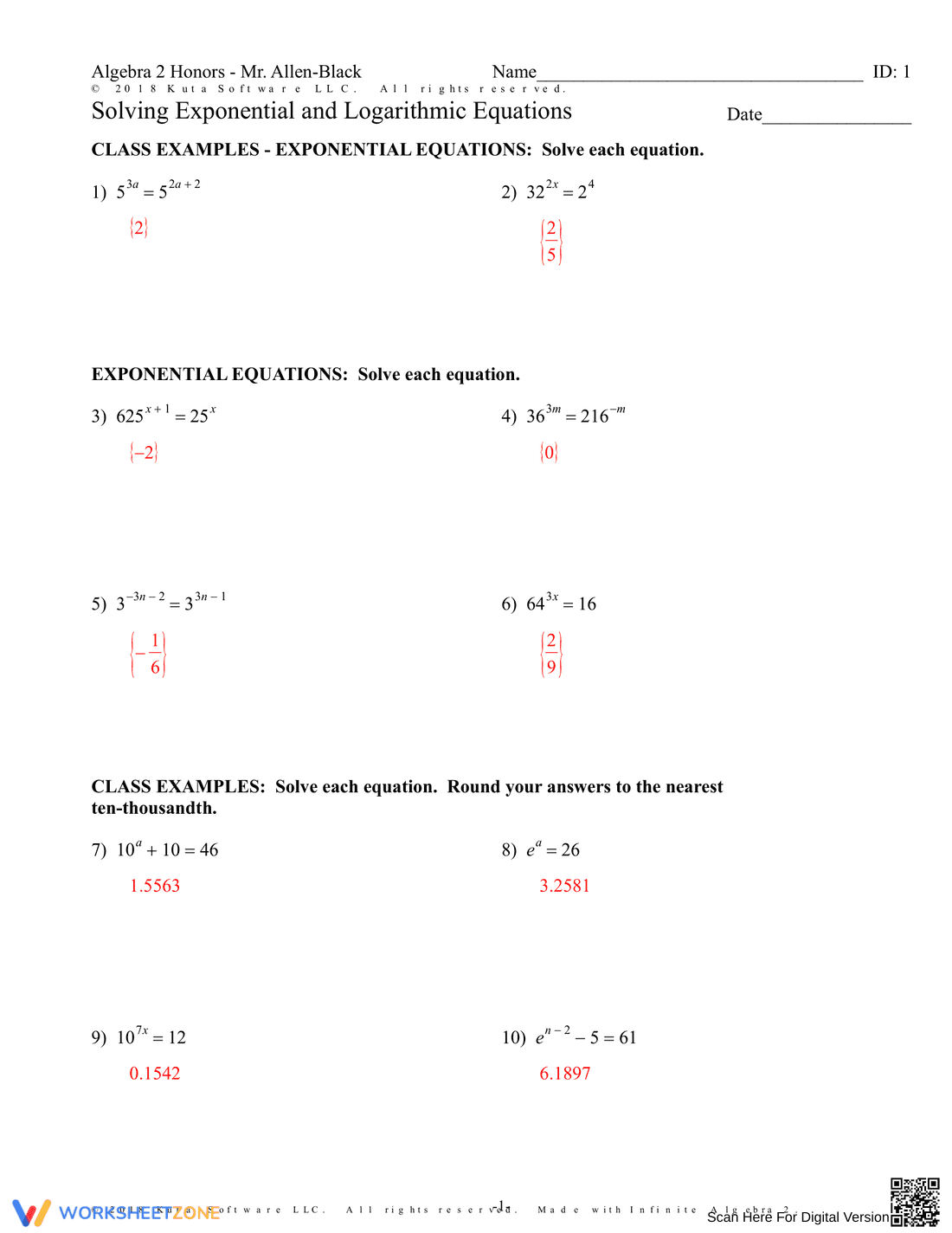 Solving Exponential and Logarithmic Equations - Page 5