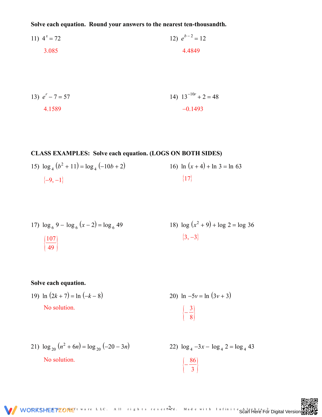 Solving Exponential and Logarithmic Equations - Page 6
