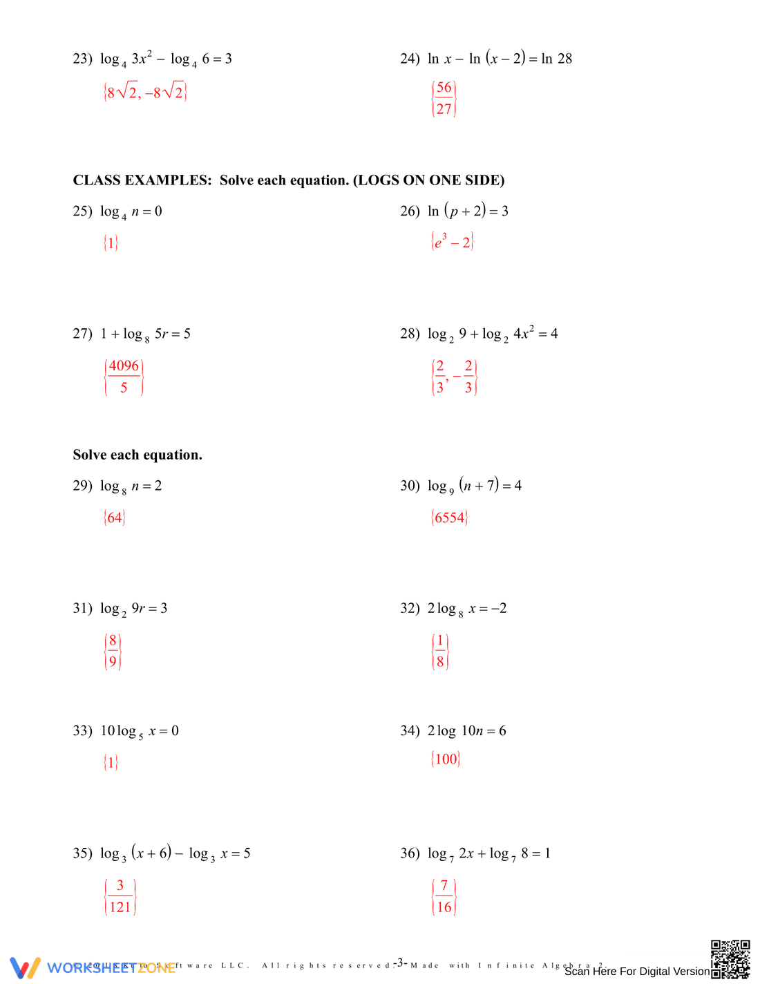 Solving Exponential and Logarithmic Equations - Page 7