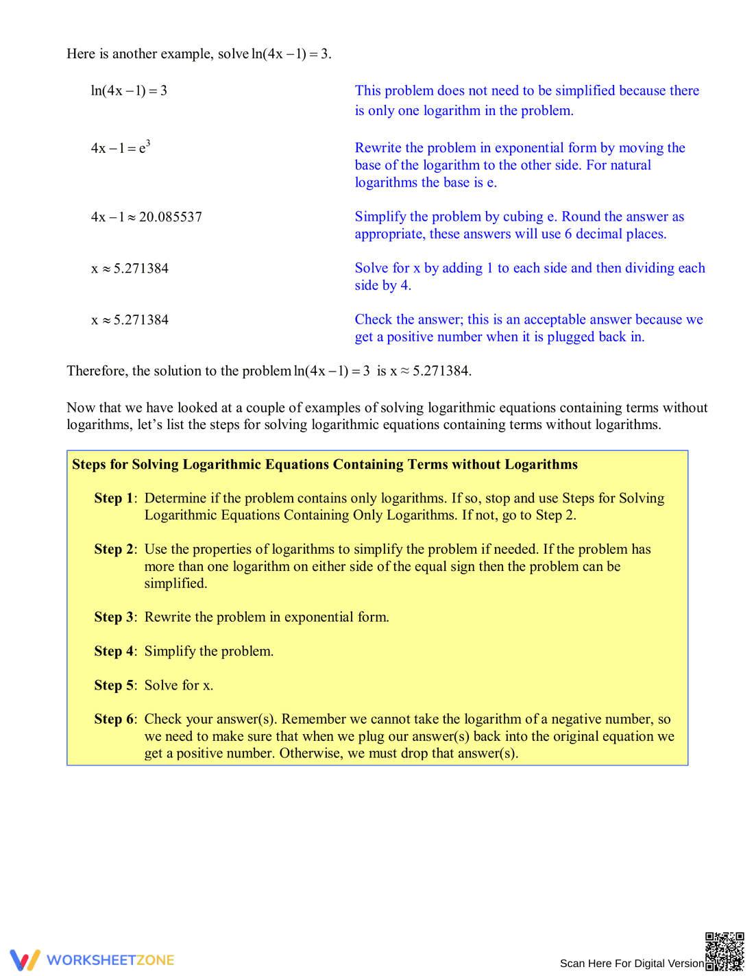 Solving Logarithmic Equations: Practice Problems - Page 4