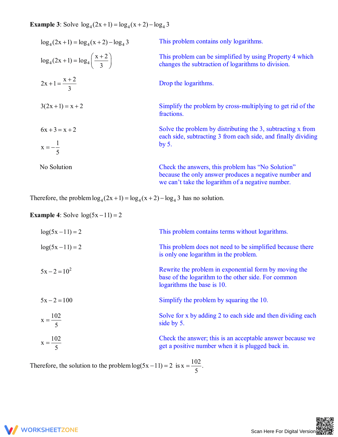 Solving Logarithmic Equations: Practice Problems - Page 6
