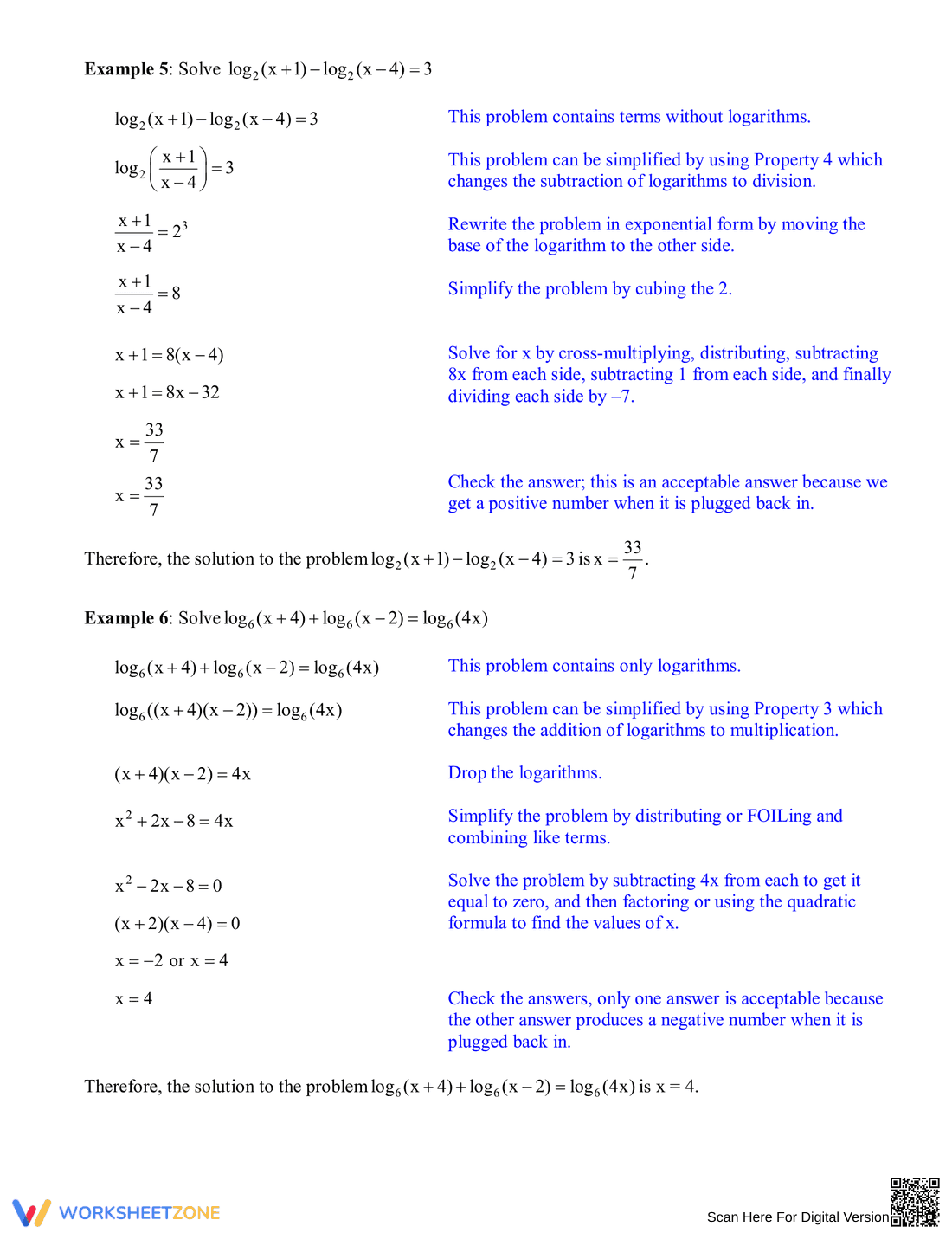 Solving Logarithmic Equations: Practice Problems - Page 7
